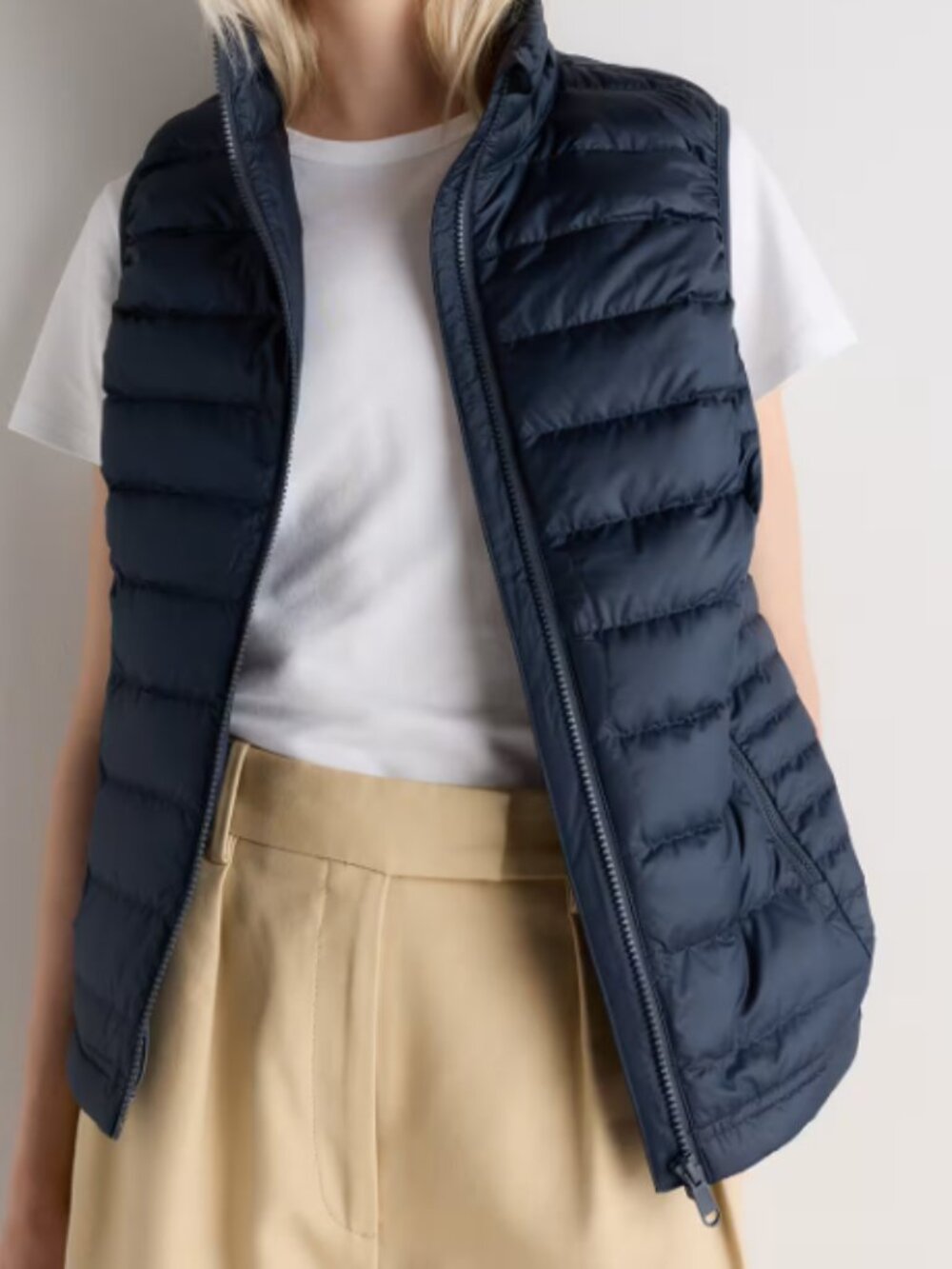 Quince Lightweight Down Packable Puffer Vest Navy XL NWT
